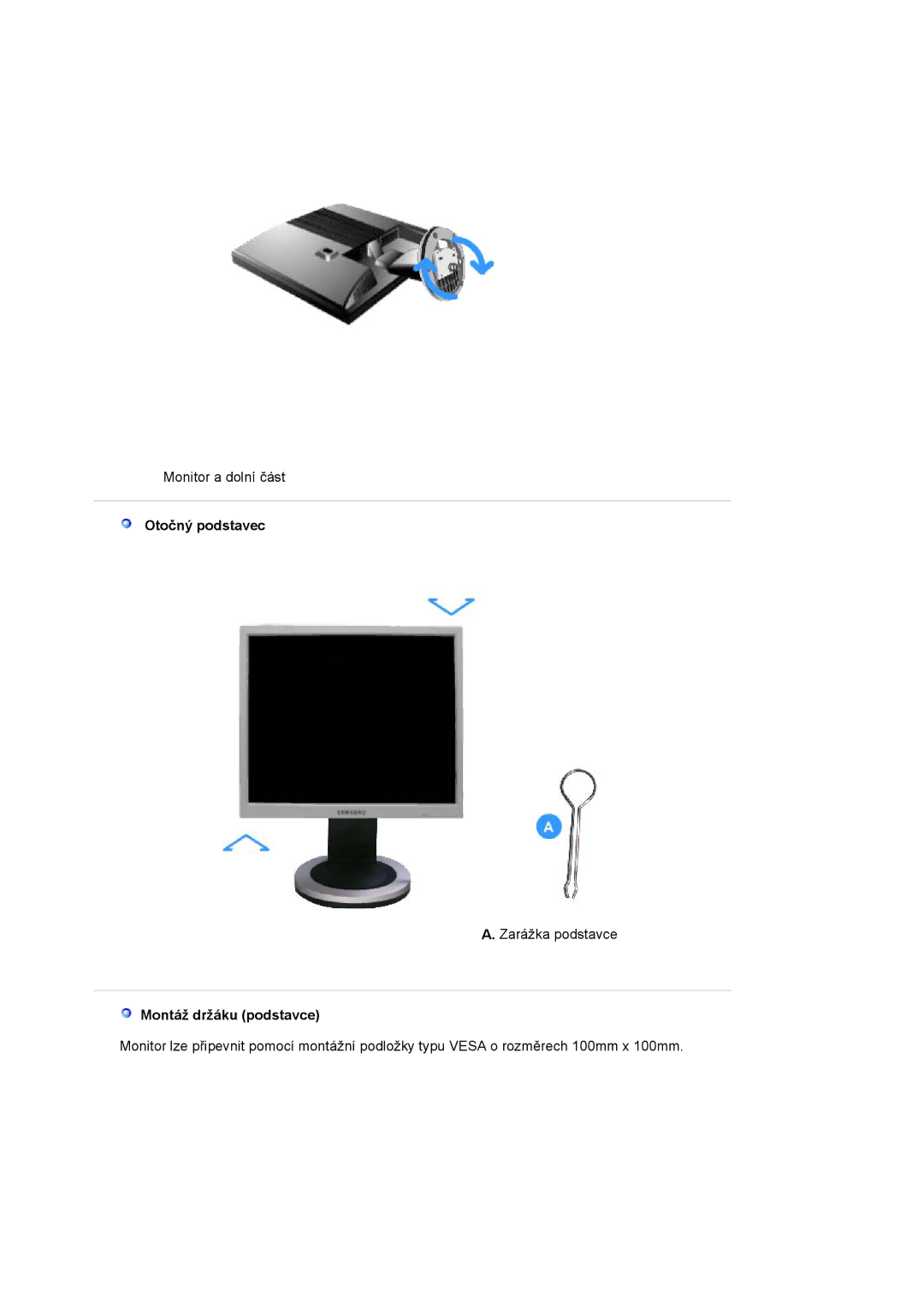 Samsung MJ17CSTS/EDC, MJ17CSKS/EDC manual Otočný podstavec, Montáž držáku podstavce 