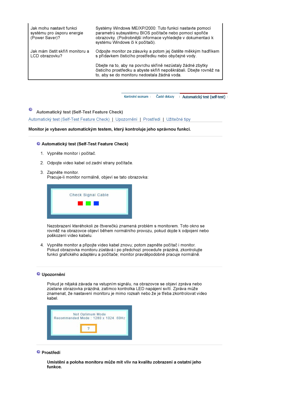 Samsung MJ17CSKS/EDC, MJ17CSTS/EDC manual Automatický test Self-Test Feature Check, Upozornění 