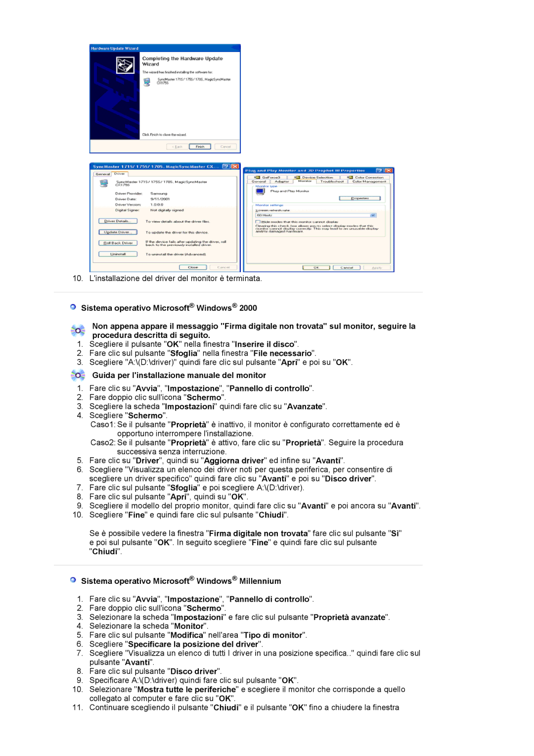 Samsung MJ17CSKS/EDC manual Scegliere Specificare la posizione del driver 