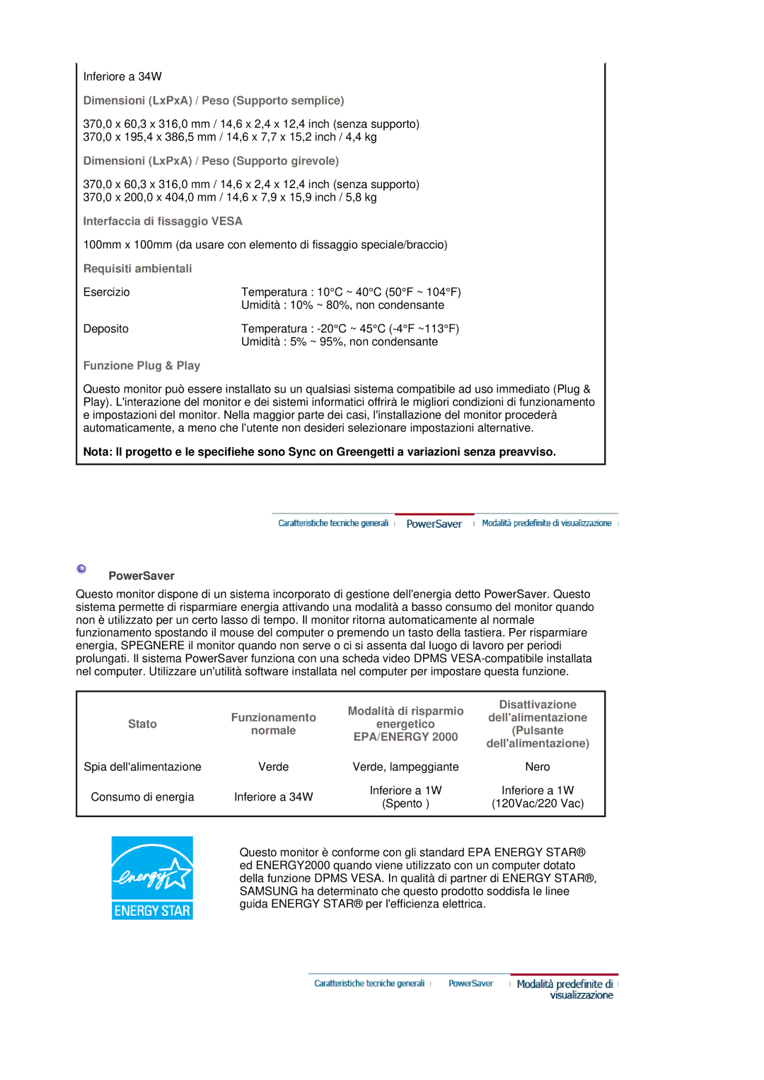 Samsung MJ17CSKS/EDC manual Dimensioni LxPxA / Peso Supporto semplice, Dimensioni LxPxA / Peso Supporto girevole, Verde 