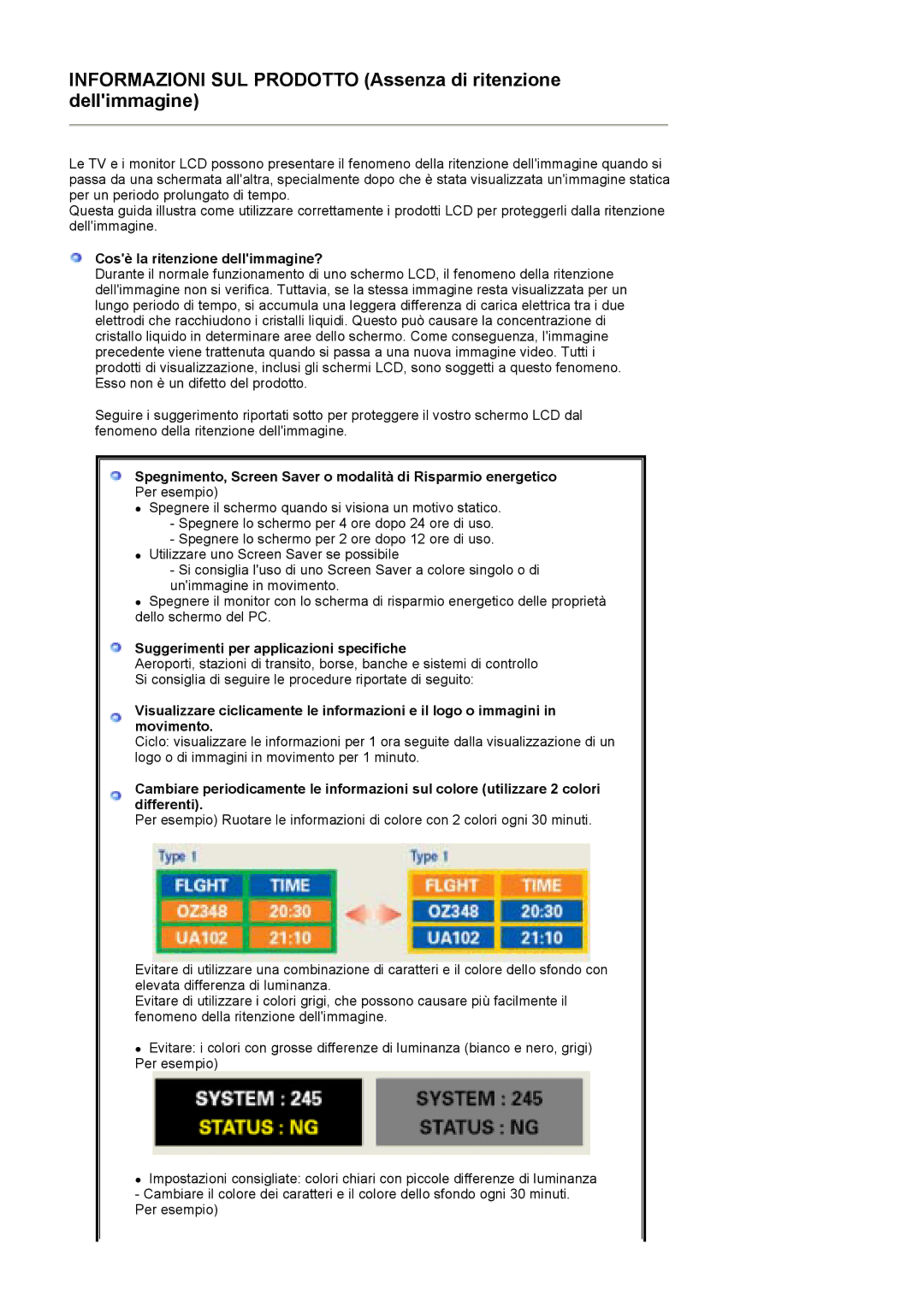 Samsung MJ17CSKS/EDC manual Cosè la ritenzione dellimmagine?, Suggerimenti per applicazioni specifiche 