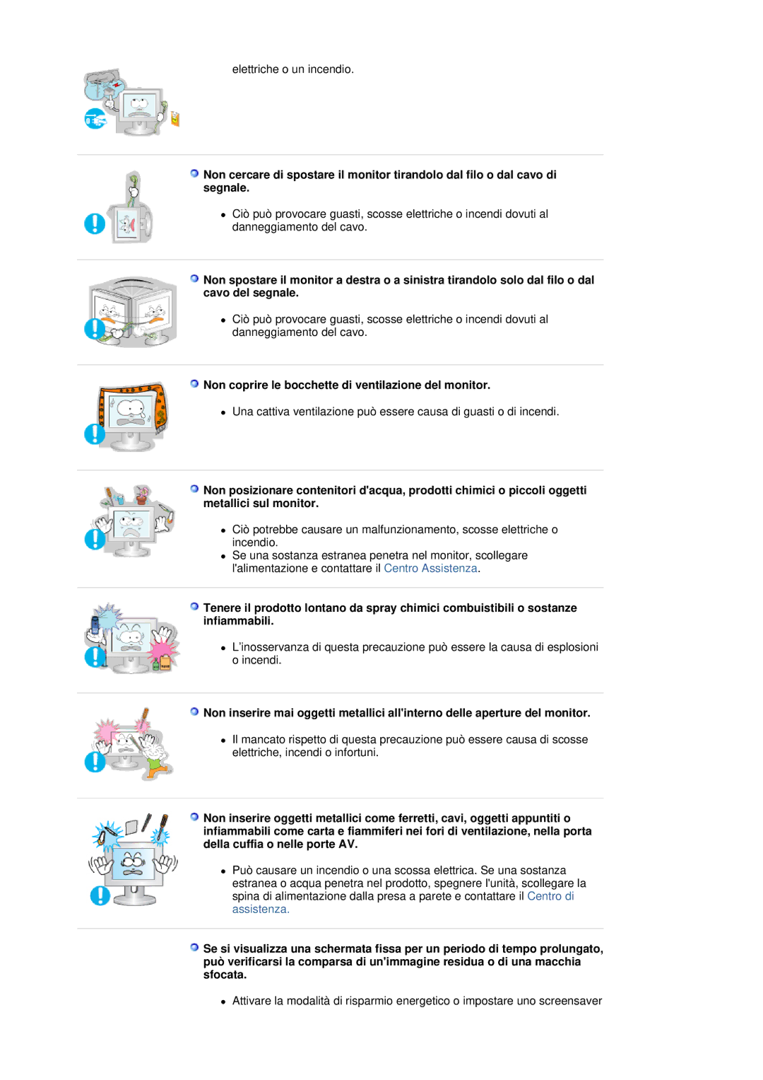 Samsung MJ17CSKS/EDC manual Non coprire le bocchette di ventilazione del monitor 