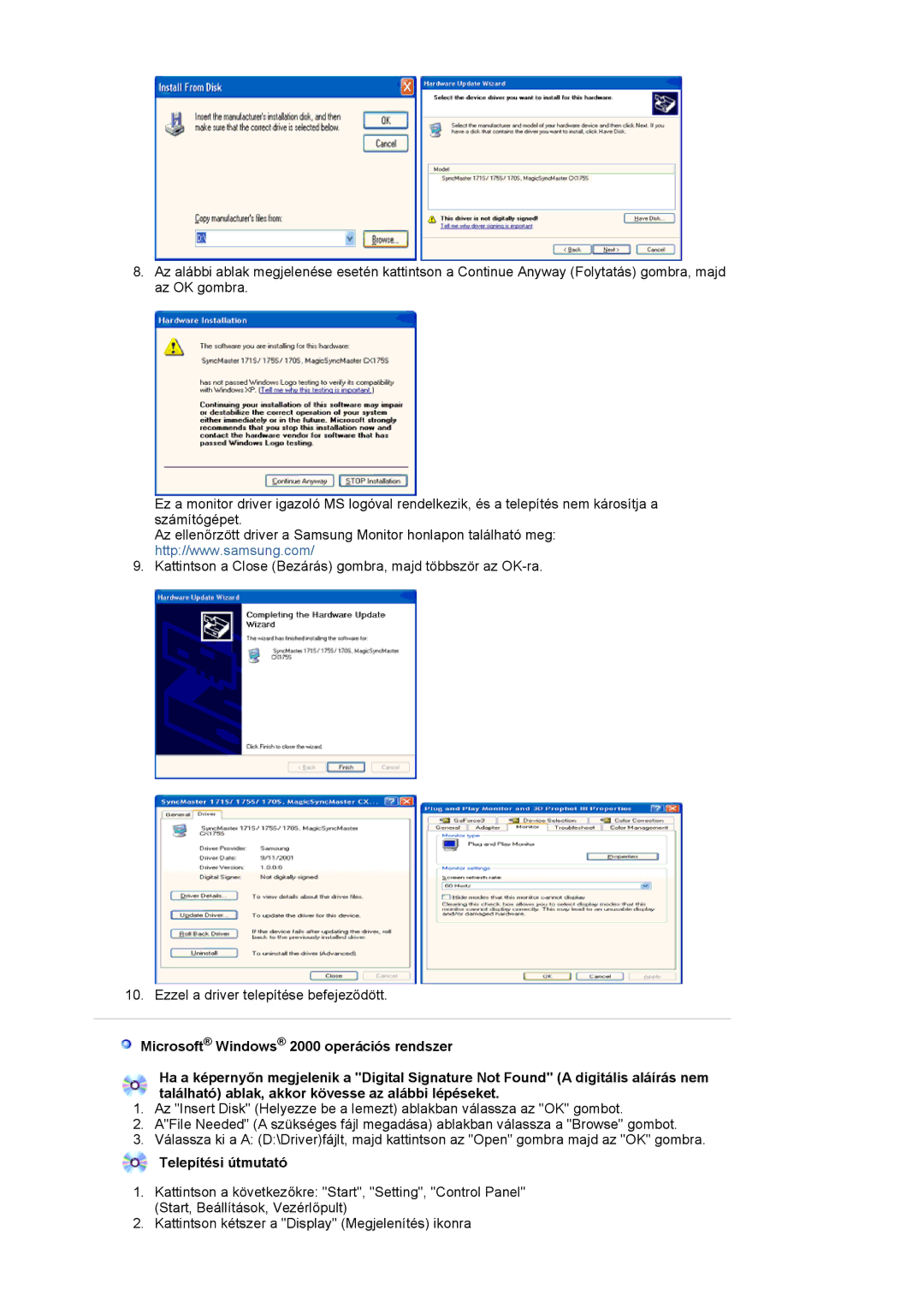 Samsung MJ17CSKS/EDC manual Telepítési útmutató 