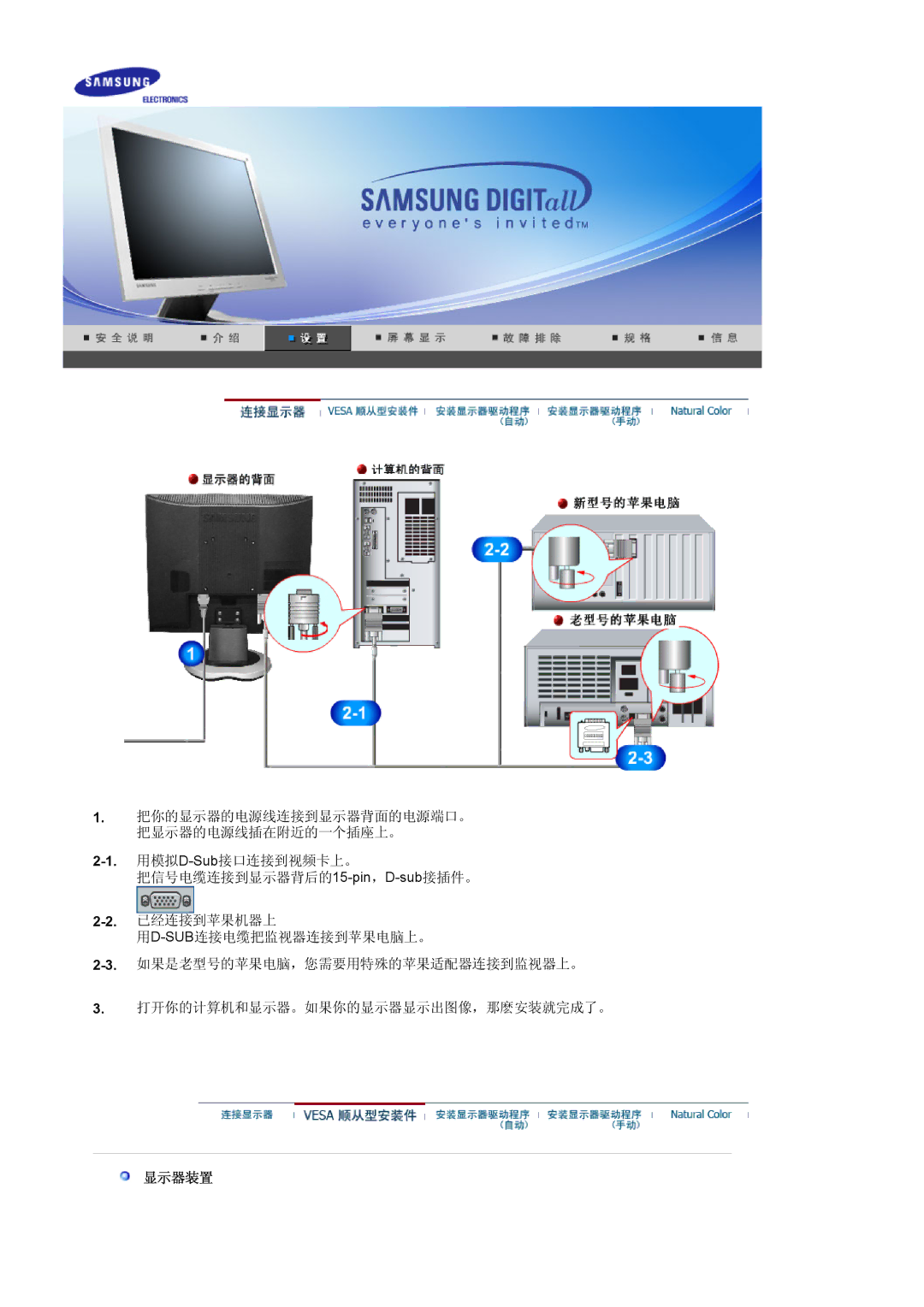 Samsung MJ17CSKS/EDC manual 显示器装置 