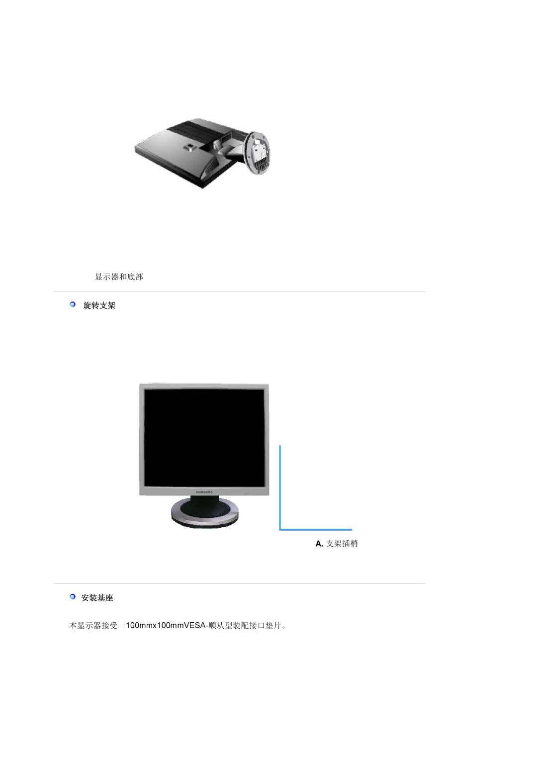 Samsung MJ17CSKS/EDC manual 旋转支架, 安装基座 