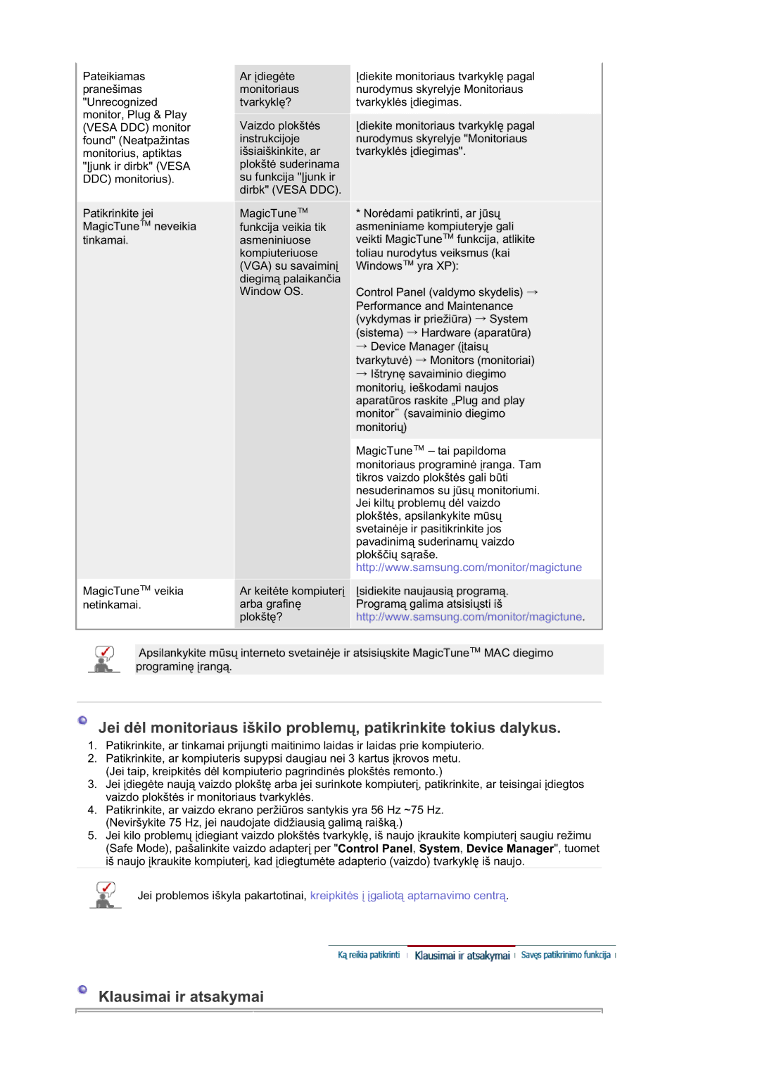 Samsung LS19HALKSB/EDC, MJ19BSTBV/EDC, LS17HATTSQ/EDC, LS17HATESQ/EDC manual Ar keitơte kompiuterƳ arba grafinĊ plokštĊ? 