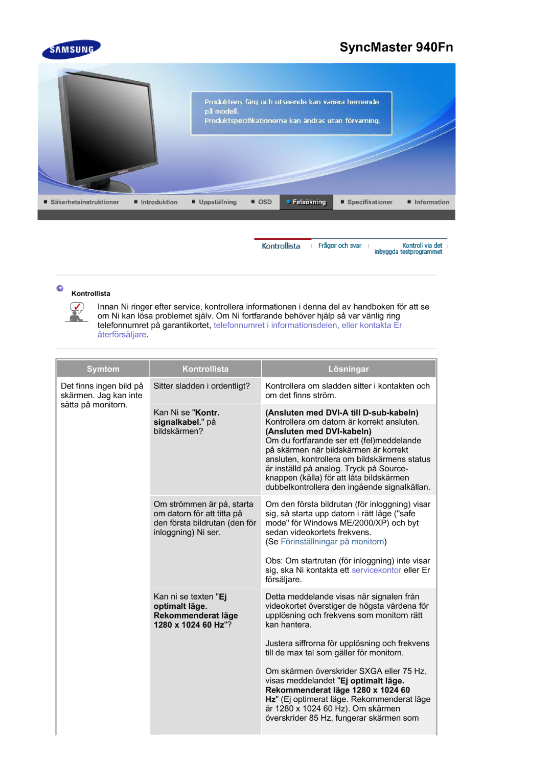 Samsung LS19HATES7/EDC, MJ19BSTBV/EDC, LS19HATESH/EDC manual Ansluten med DVI-A till D-sub-kabeln, Ansluten med DVI-kabeln 