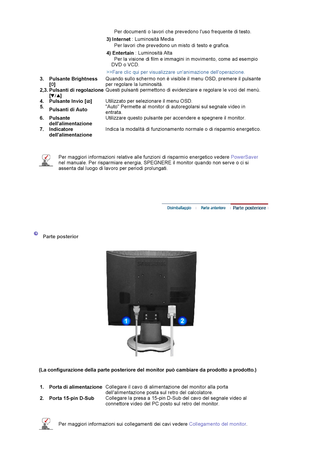 Samsung MJ19ESKSB/EDC manual Fare clic qui per visualizzare unanimazione delloperazione, Parte posterior 