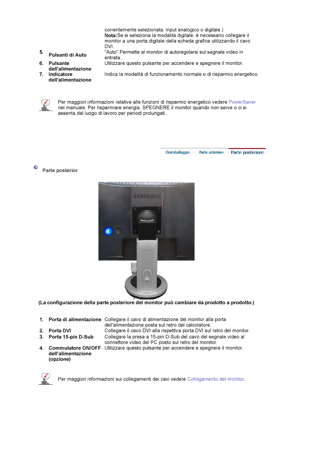 Samsung MJ19ESKSB/EDC manual Porta DVI, Opzione 