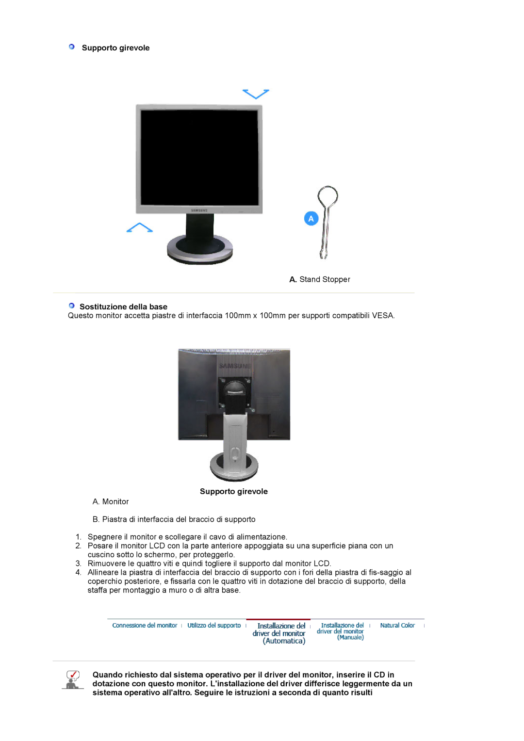 Samsung MJ19ESKSB/EDC manual Sostituzione della base 