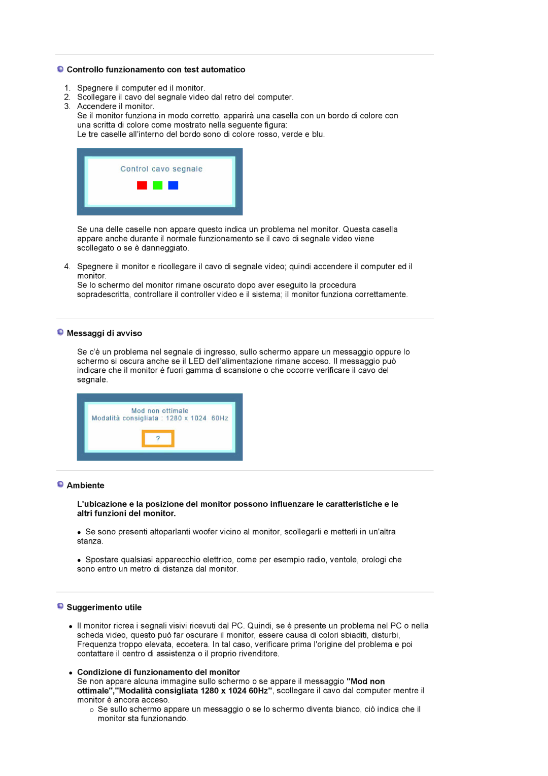 Samsung MJ19ESKSB/EDC manual Controllo funzionamento con test automatico, Messaggi di avviso, Suggerimento utile 