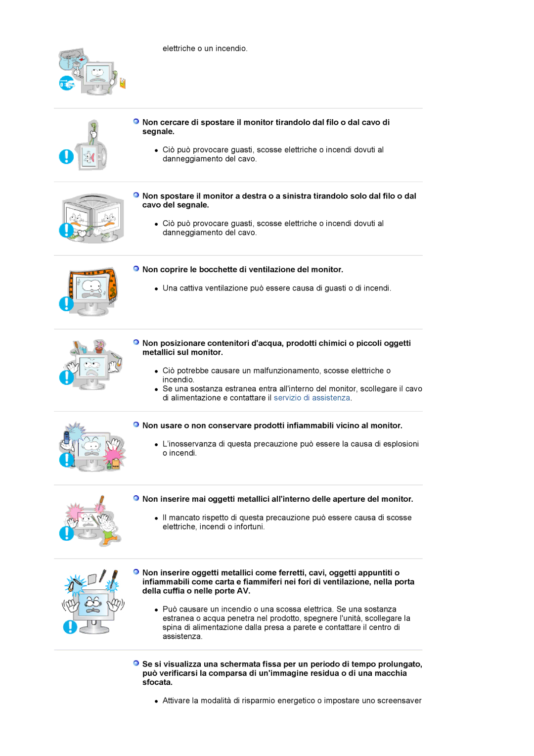 Samsung MJ19ESKSB/EDC manual Non coprire le bocchette di ventilazione del monitor 