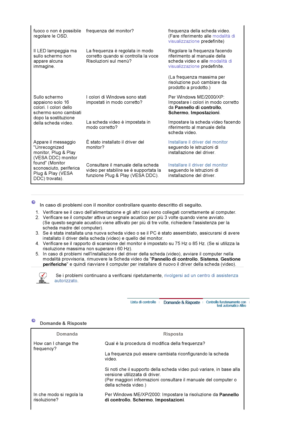 Samsung MJ19ESKSB/EDC manual Fuoco o non è possibile regolare le OSD 