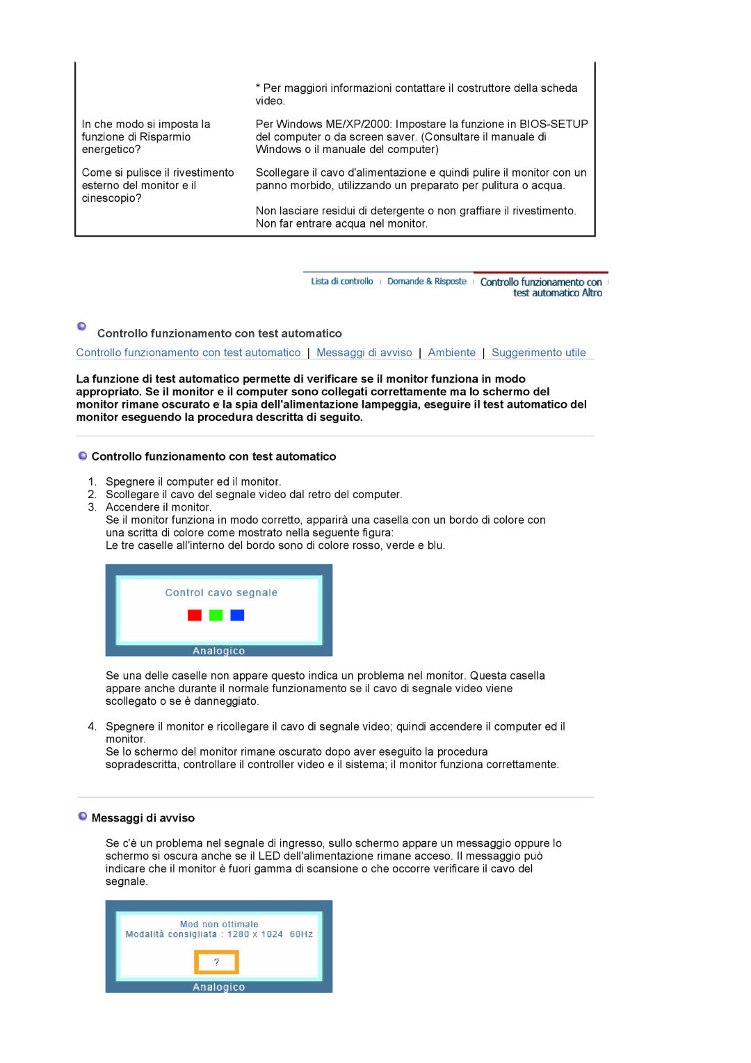 Samsung MJ19ESKSB/EDC manual Controllo funzionamento con test automatico 