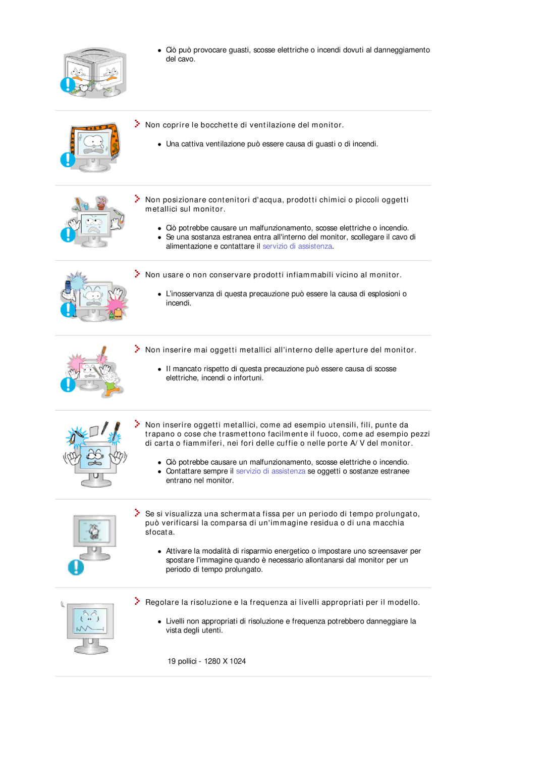 Samsung MJ19ESKSB/EDC manual Non coprire le bocchette di ventilazione del monitor 