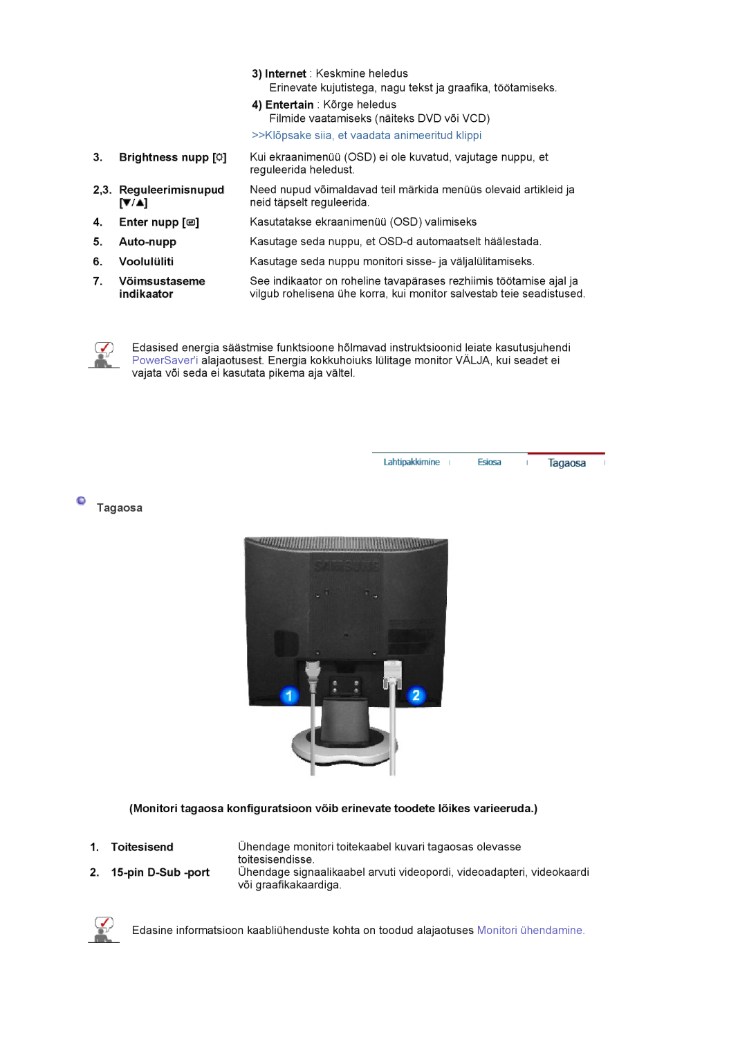 Samsung MJ19ESKSB/EDC manual Indikaator, Tagaosa 