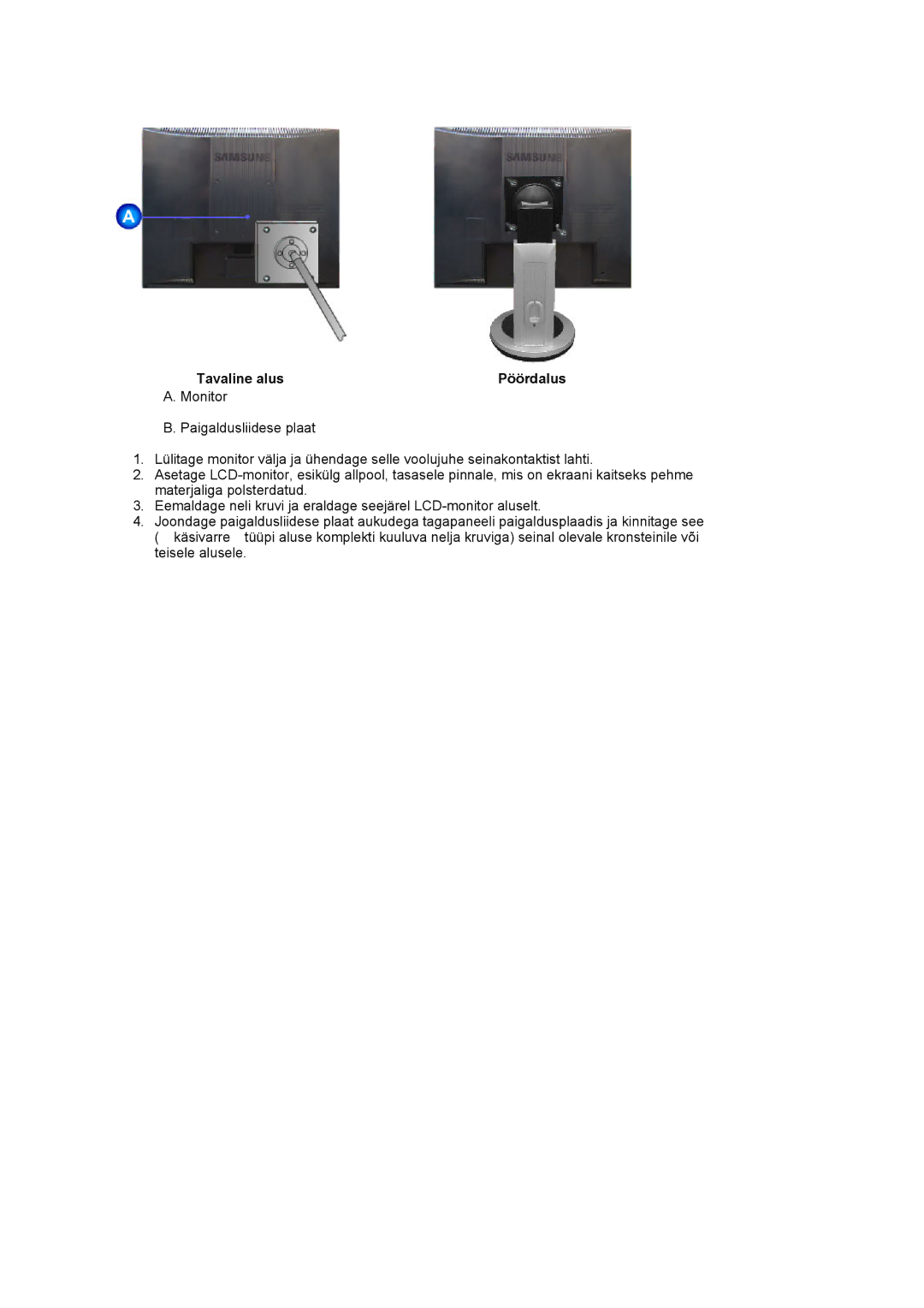 Samsung MJ19ESKSB/EDC manual Tavaline alus Pöördalus 