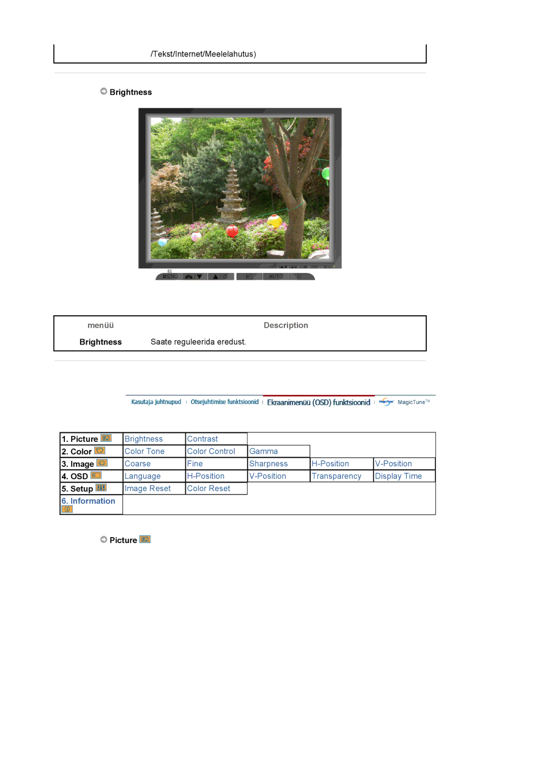 Samsung MJ19ESKSB/EDC manual Brightness, Picture 