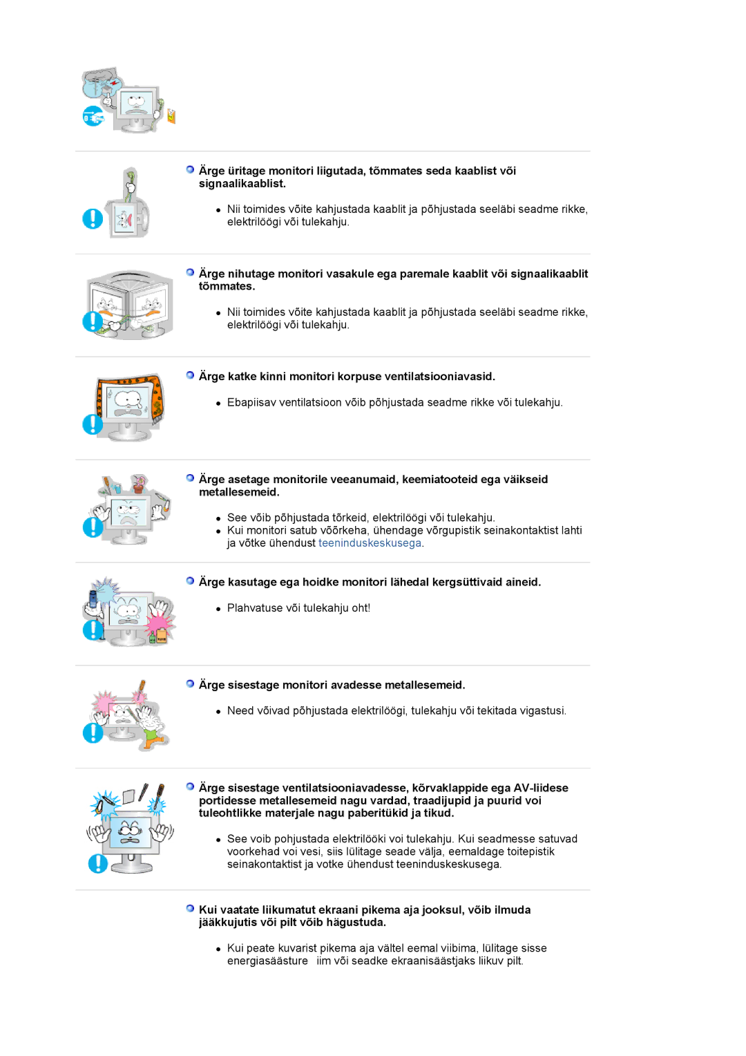 Samsung MJ19ESKSB/EDC manual Ärge katke kinni monitori korpuse ventilatsiooniavasid 