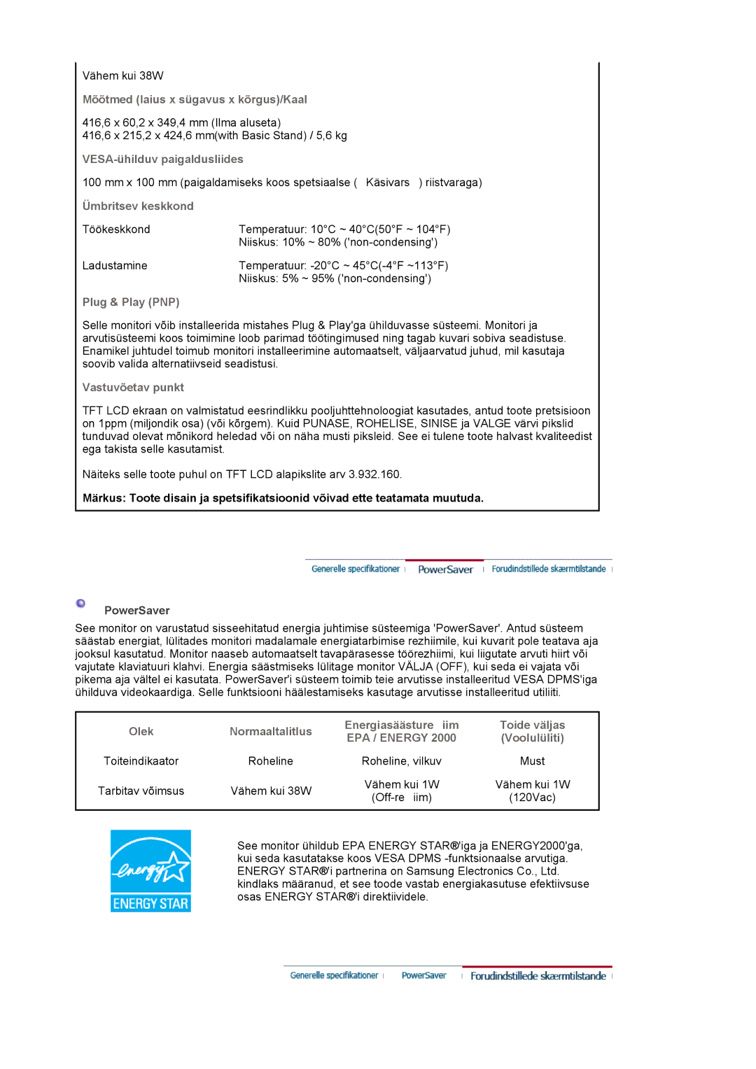 Samsung MJ19ESKSB/EDC manual Mõõtmed laius x sügavus x kõrgus/Kaal 