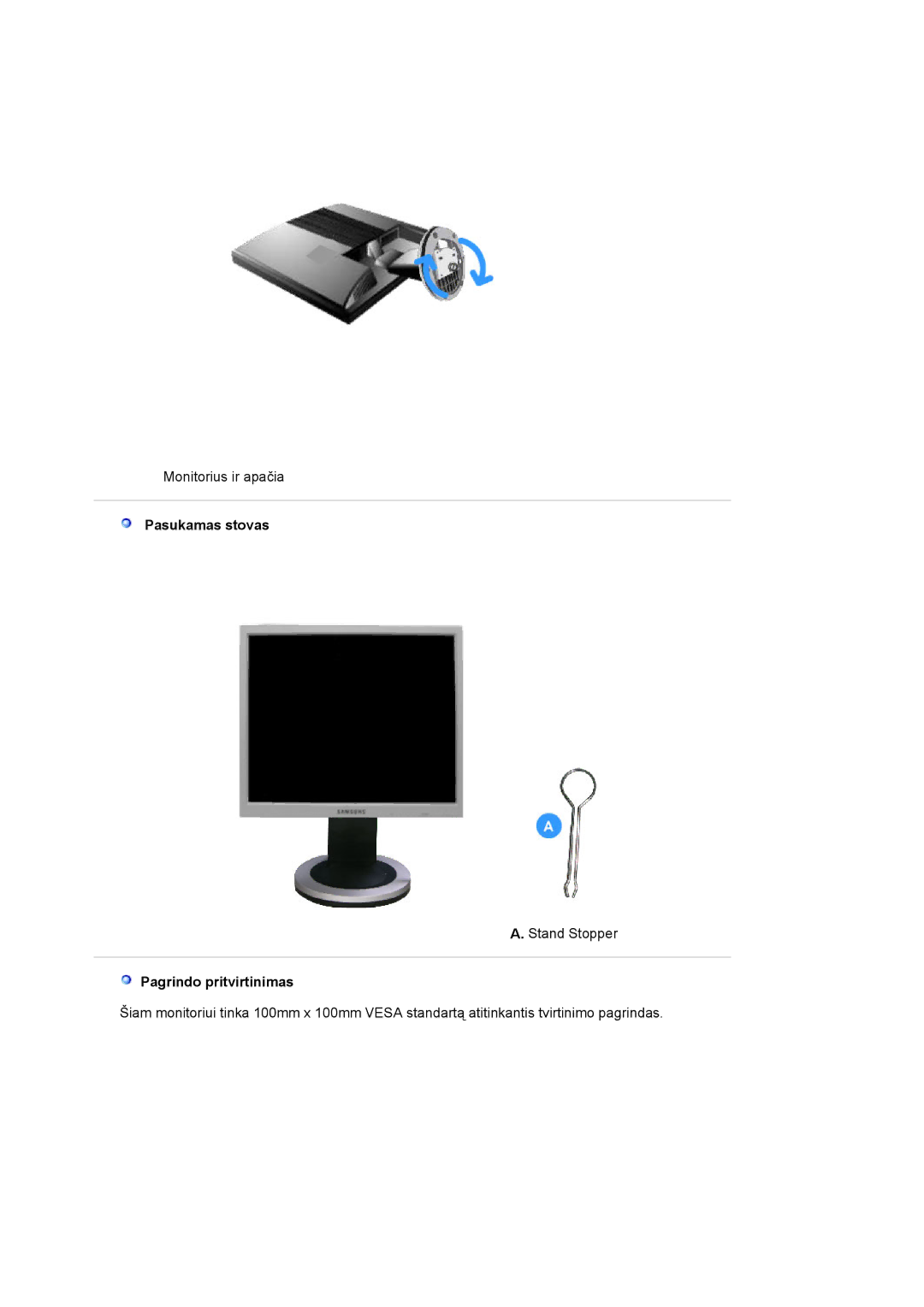 Samsung MJ19ESKSB/EDC manual Pasukamas stovas, Pagrindo pritvirtinimas 