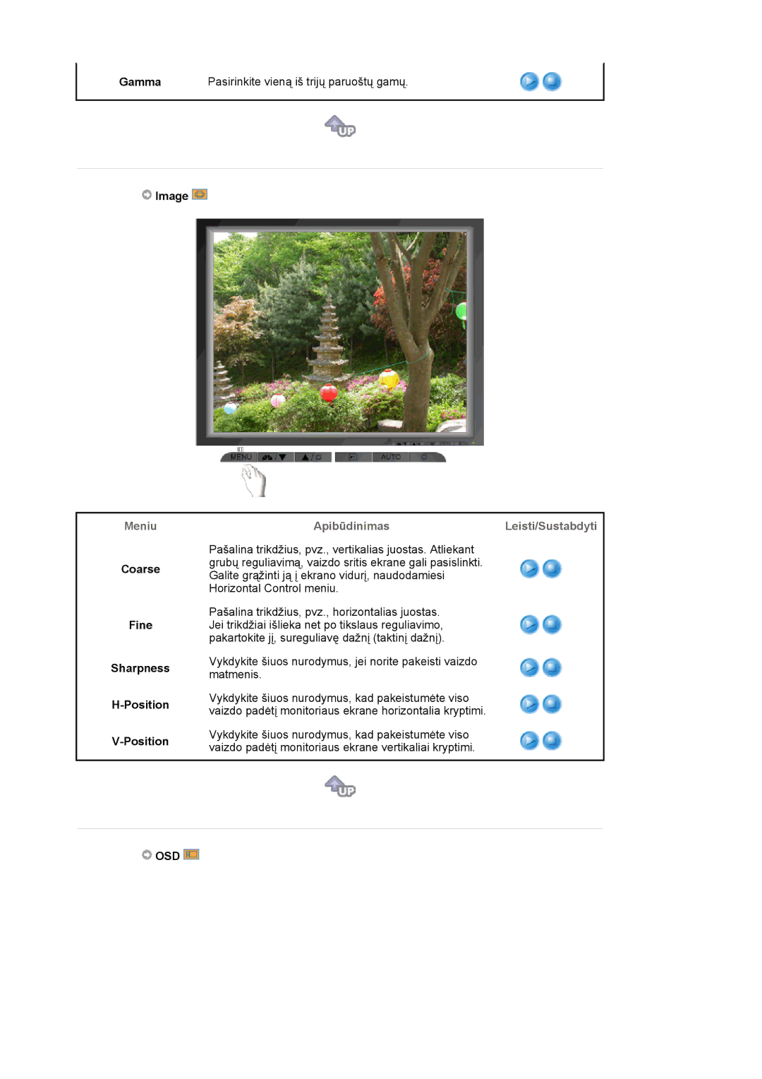 Samsung MJ19ESKSB/EDC manual Gamma, Image, Coarse, Fine Sharpness Position, Osd 