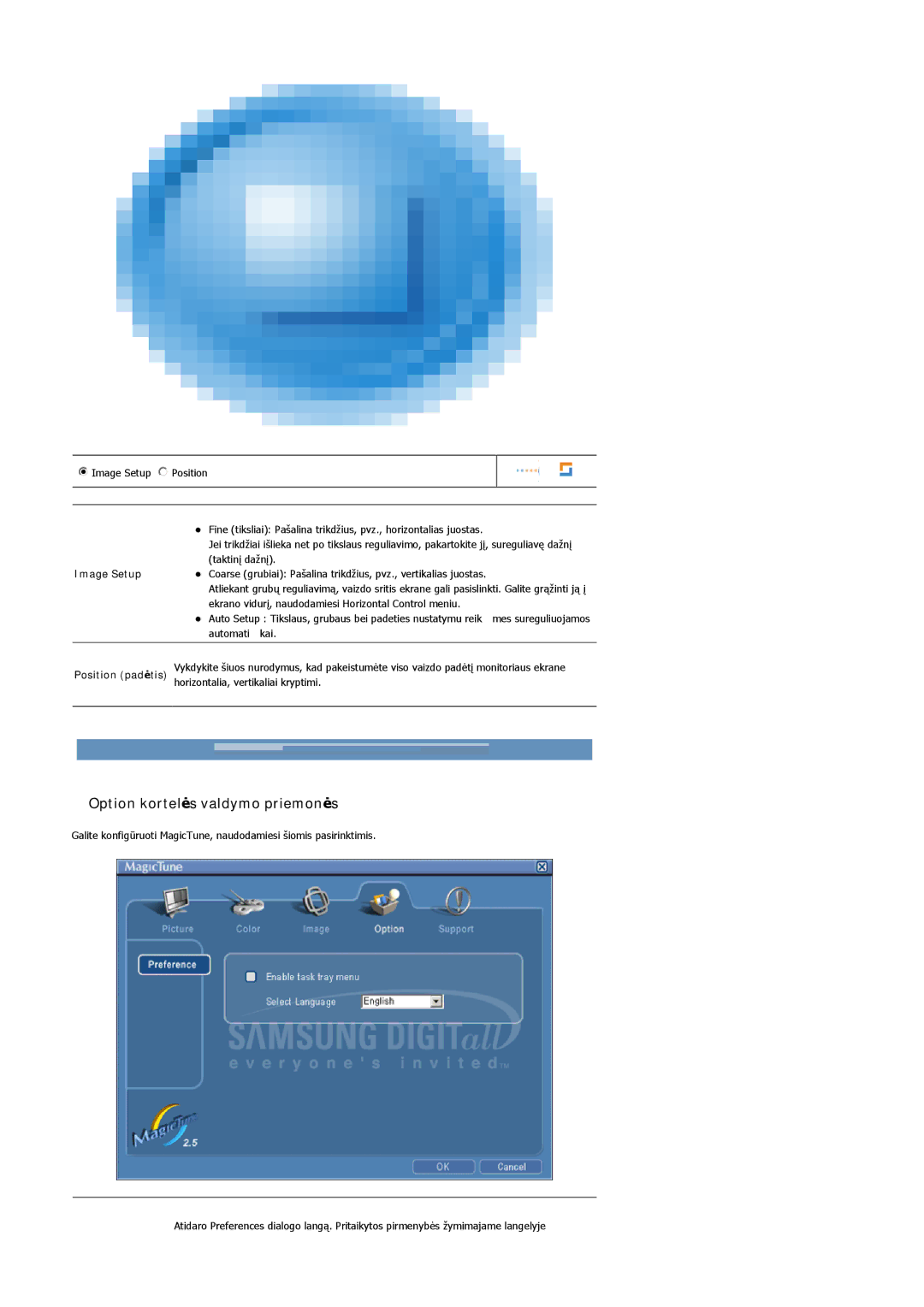 Samsung MJ19ESKSB/EDC manual Option kortelės valdymo priemonės 