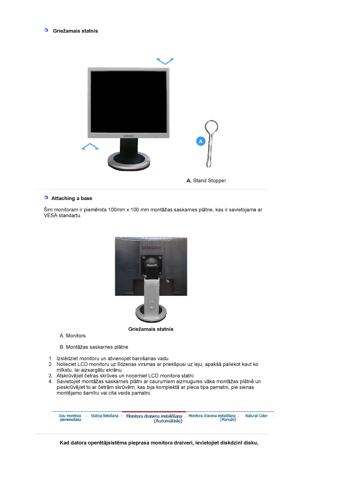 Samsung MJ19ESKSB/EDC manual Attaching a base 