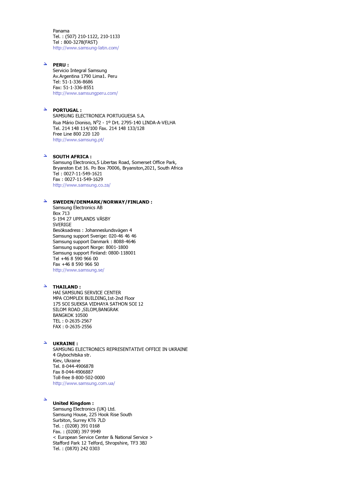 Samsung MJ19ESKSB/EDC manual Portugal, United Kingdom 