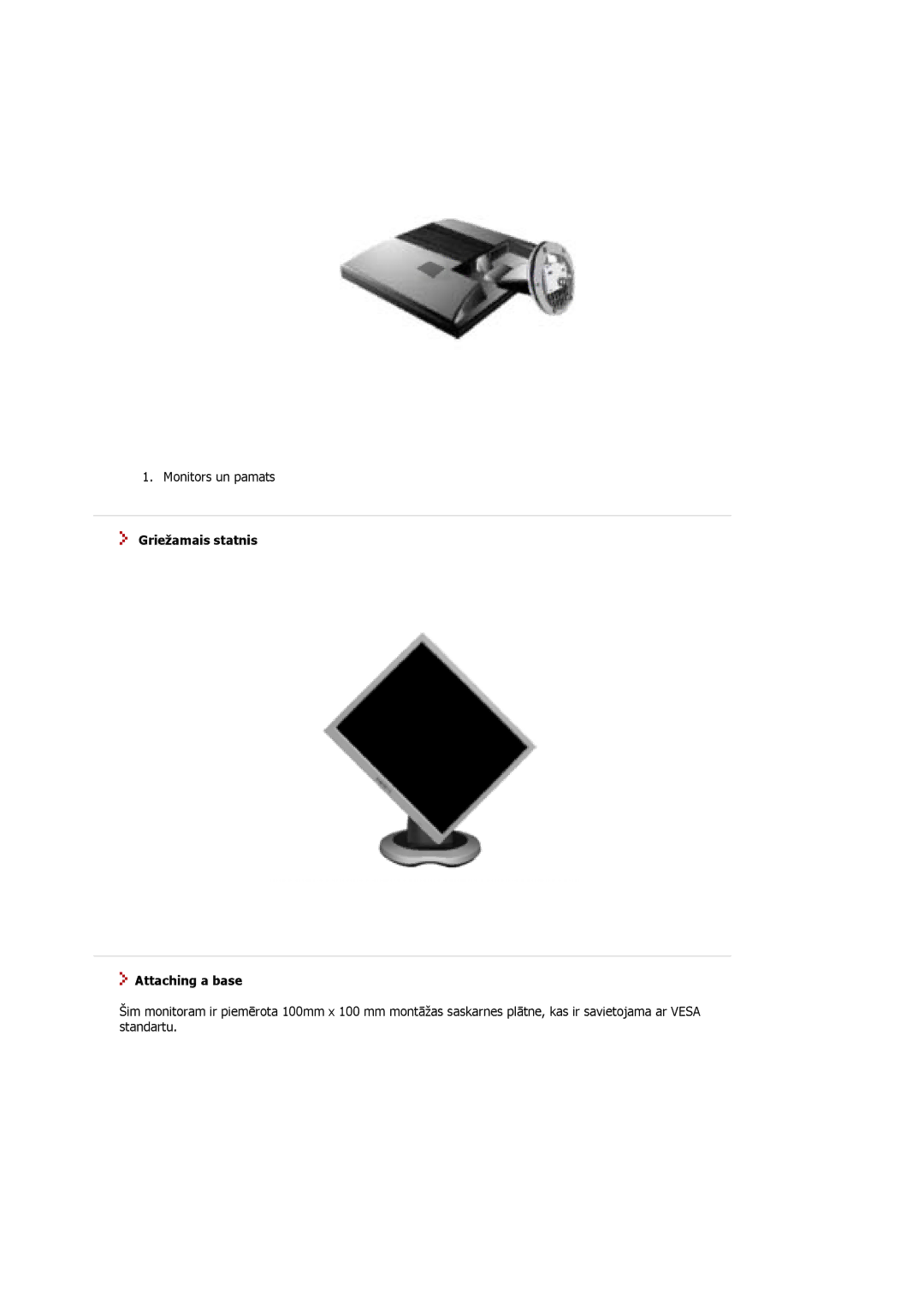 Samsung MJ19ESKSB/EDC manual Griežamais statnis Attaching a base 