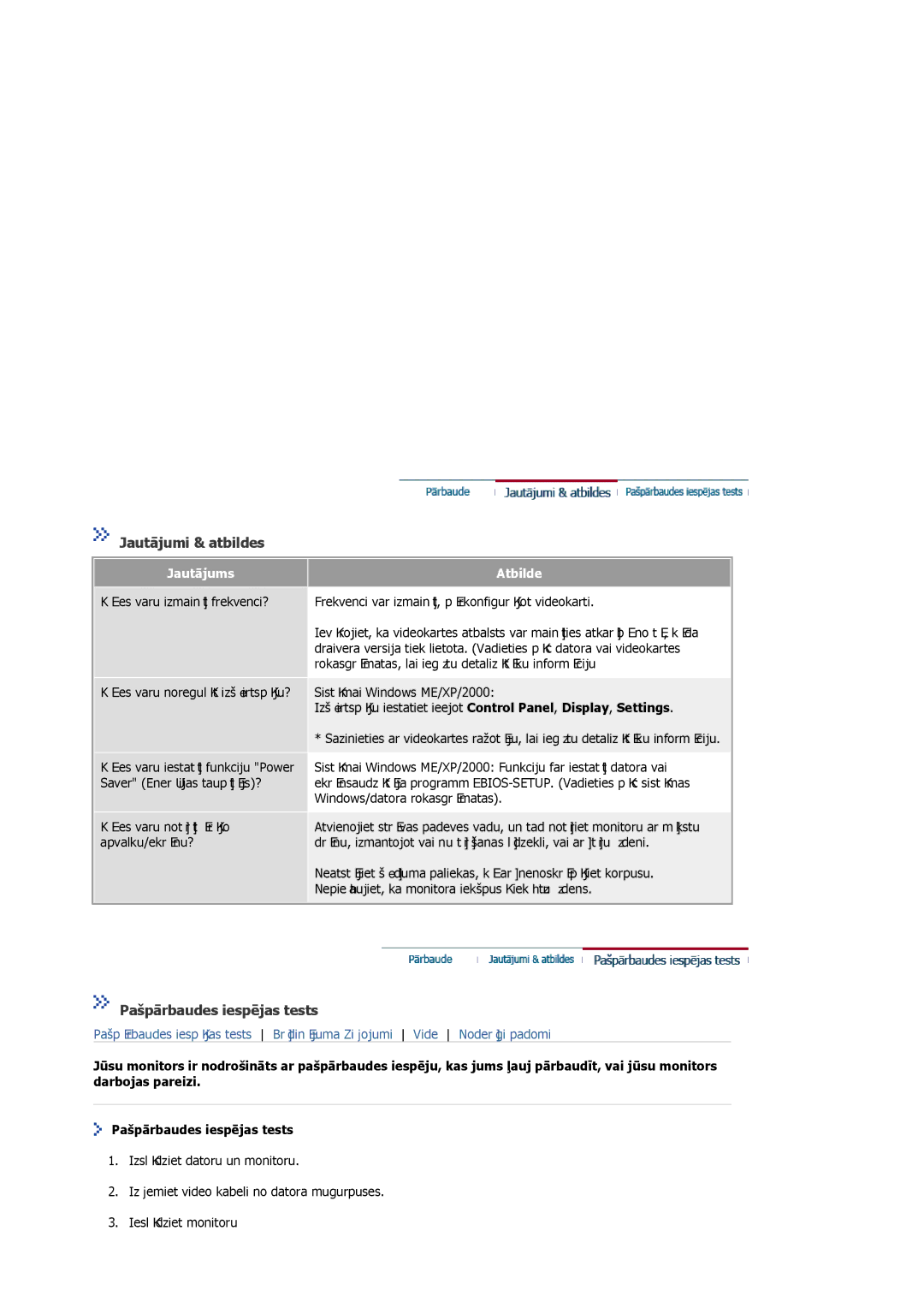 Samsung MJ19ESKSB/EDC manual Jautājumi & atbildes, Pašpārbaudes iespējas tests, Jautājums, Atbilde 