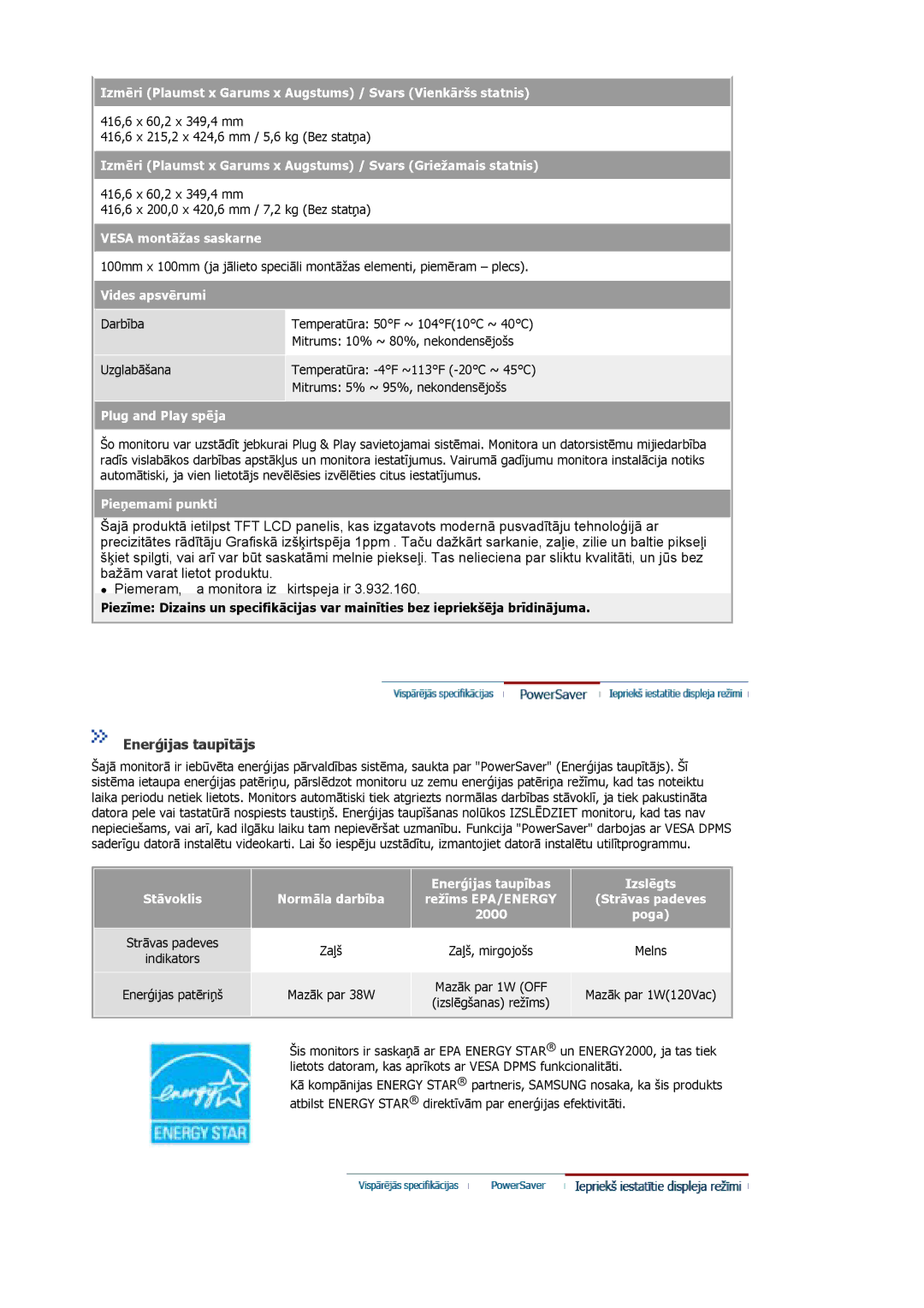 Samsung MJ19ESKSB/EDC manual Enerģijas taupītājs 