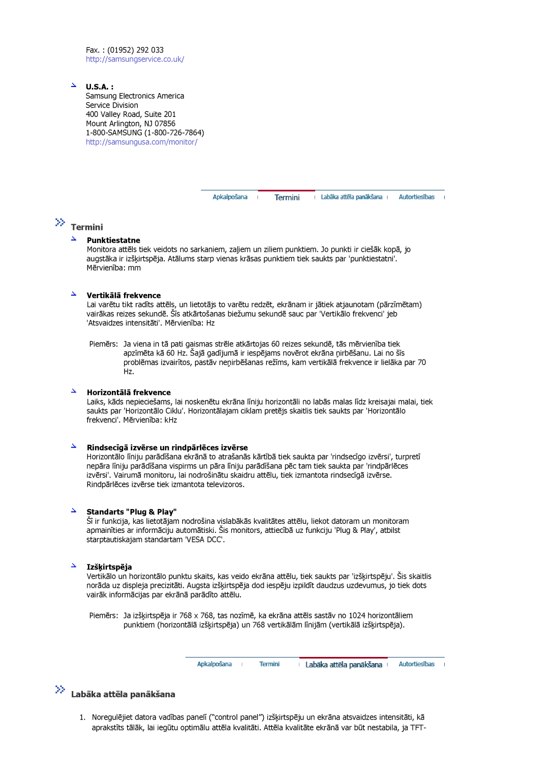 Samsung MJ19ESKSB/EDC manual Termini, Labāka attēla panākšana 