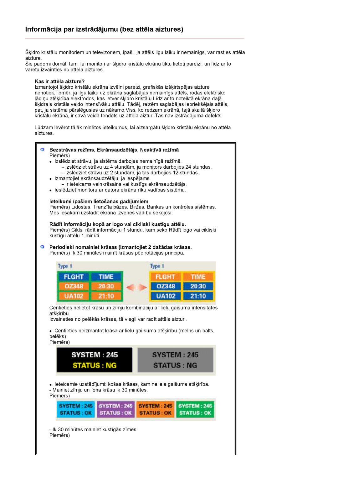 Samsung MJ19ESKSB/EDC manual Kas ir attēla aizture?, Bezstrāvas režīms, Ekrānsaudzētājs, Neaktīvā režīmā 