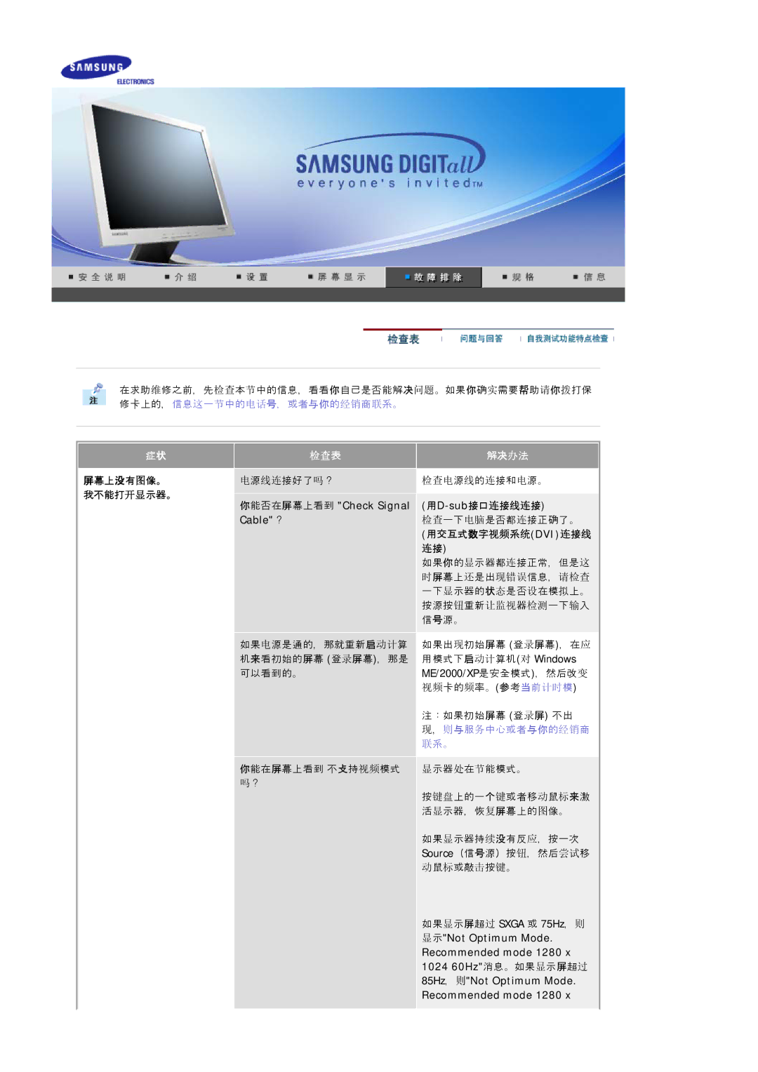 Samsung MJ19ESKSB/EDC manual 屏幕上没有图像。, 你能否在屏幕上看到 Check Signal, Cable？, 用D-sub接口连接线连接, 用交互式数字视频系统dvi连接线 