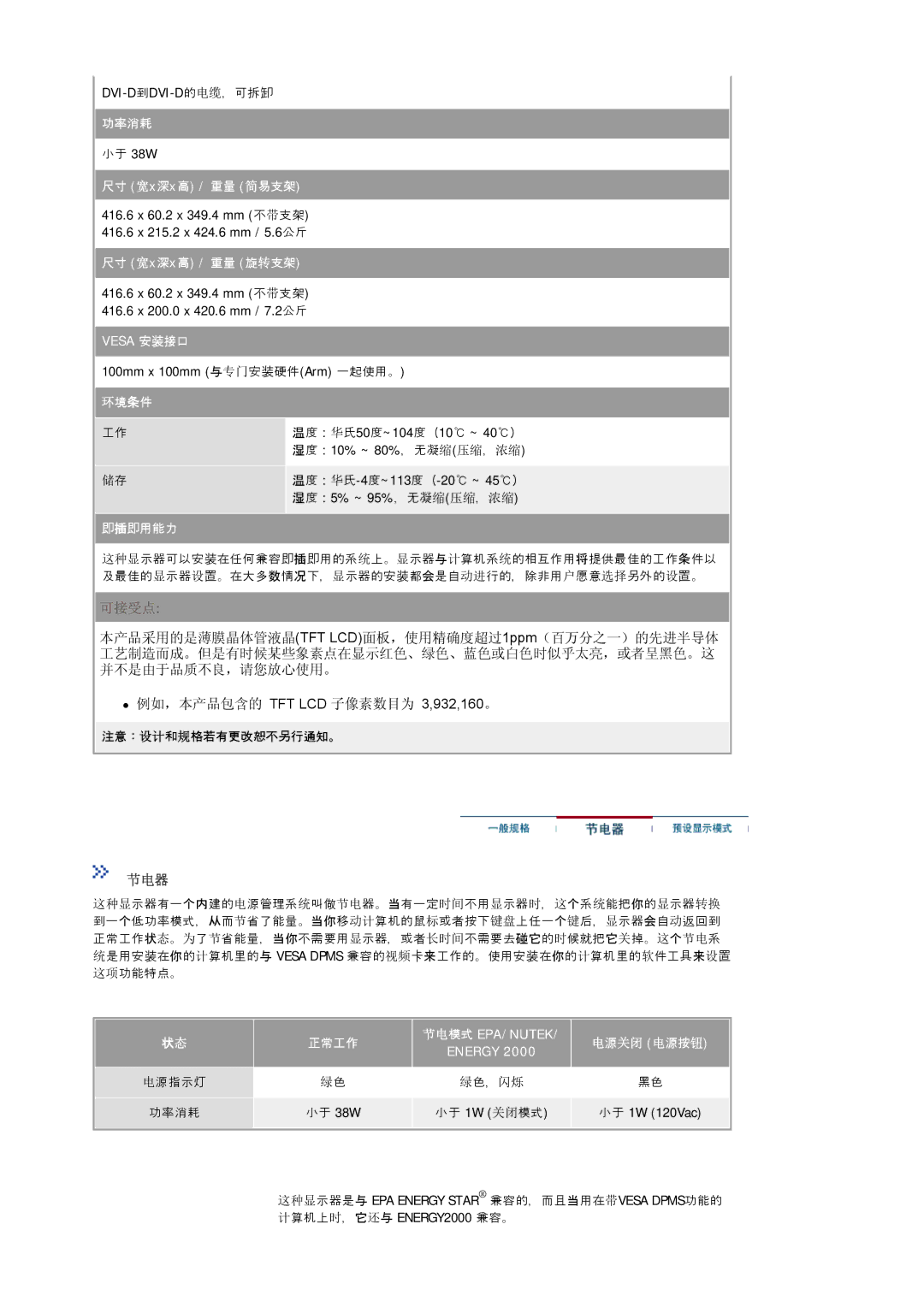 Samsung MJ19ESKSB/EDC manual Vesa 安装接口, 注意：设计和规格若有更改恕不另行通知。 