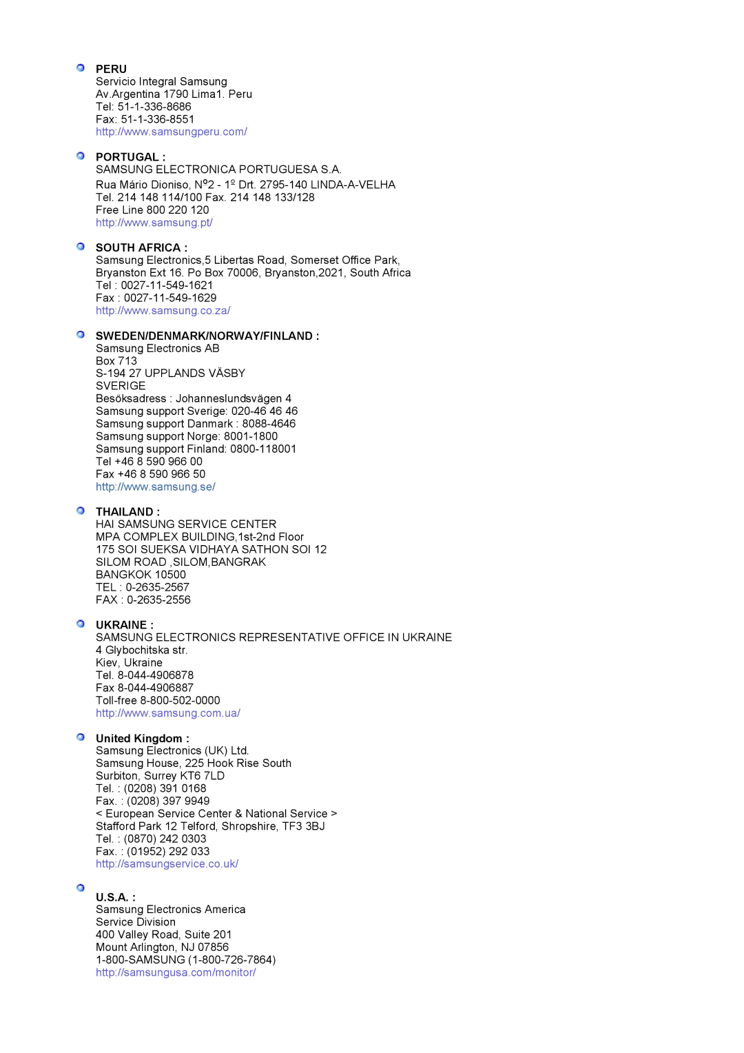 Samsung MJ19ESKSB/EDC manual Portugal, United Kingdom 