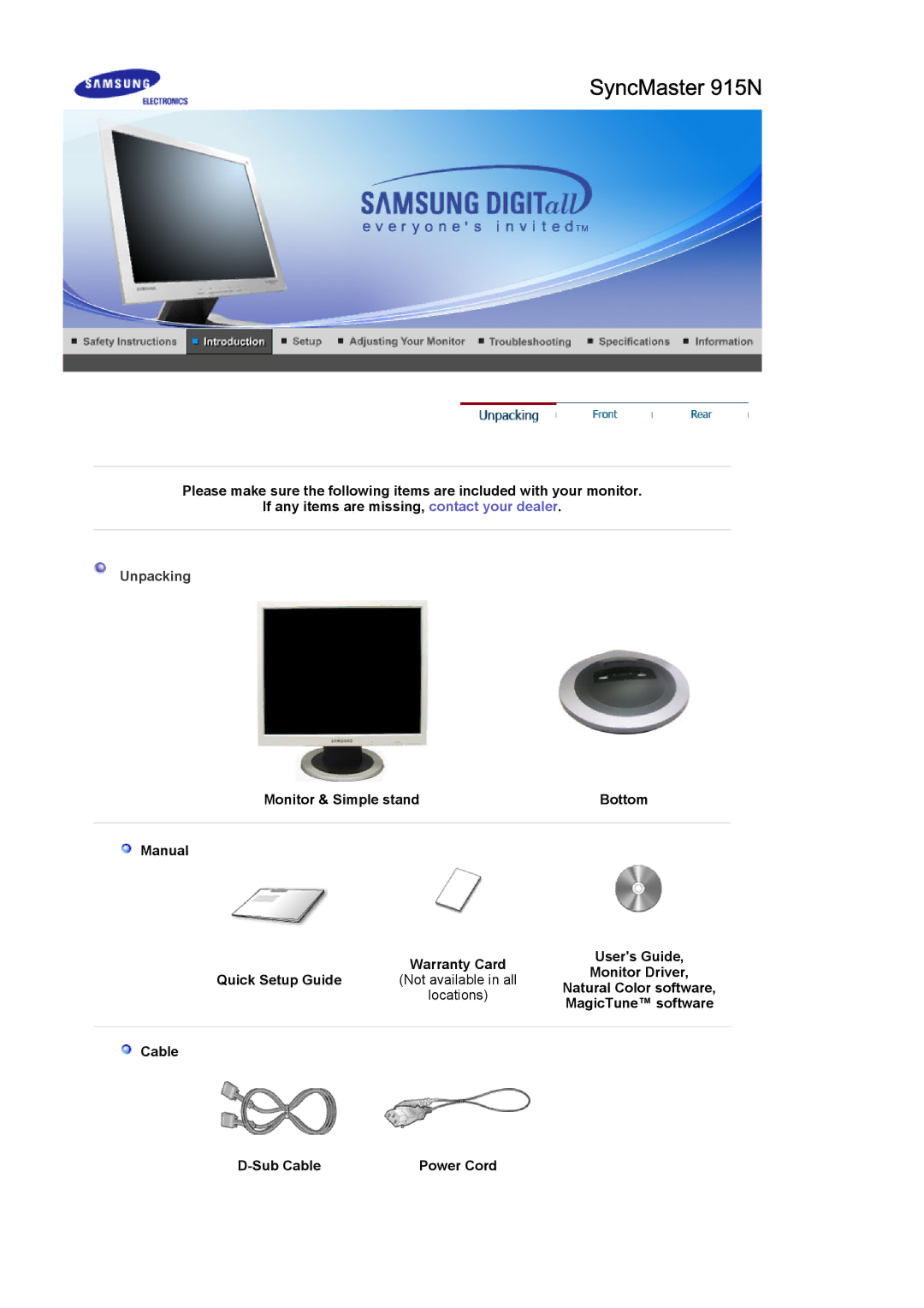 Samsung MJ19ESTN/XSJ, MJ19ESTB/XSJ, LS19MJETS/XSJ, MJ19ESTSB/EDC, MJ19ESKSB/EDC, LS19MJEKSB/XME, LS19MJEKSB/XSG SyncMaster 915N 