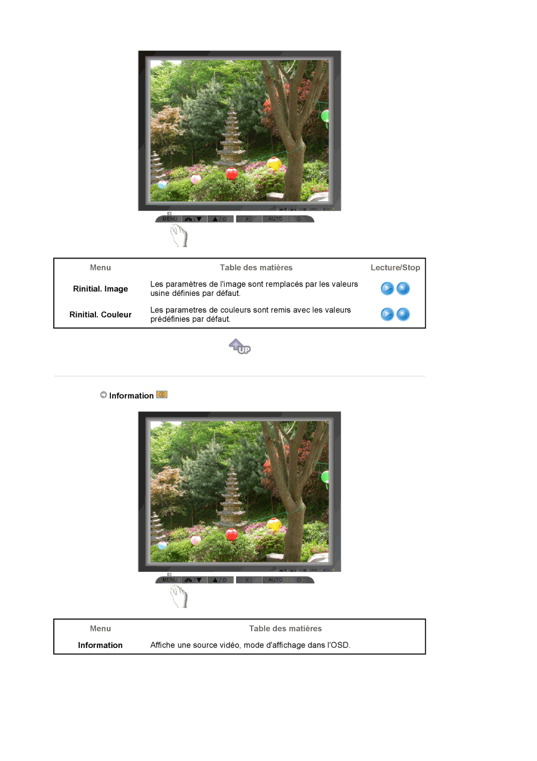 Samsung MJ19ESTSB/EDC, MJ19ESKSB/EDC manual Rinitial. Image Rinitial. Couleur, Information 