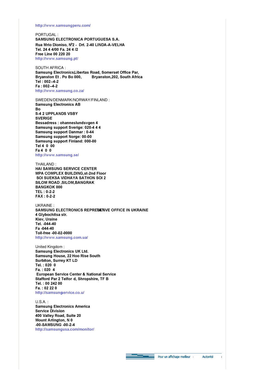 Samsung MJ19ESKSB/EDC, MJ19ESTSB/EDC manual Portugal, United Kingdom 