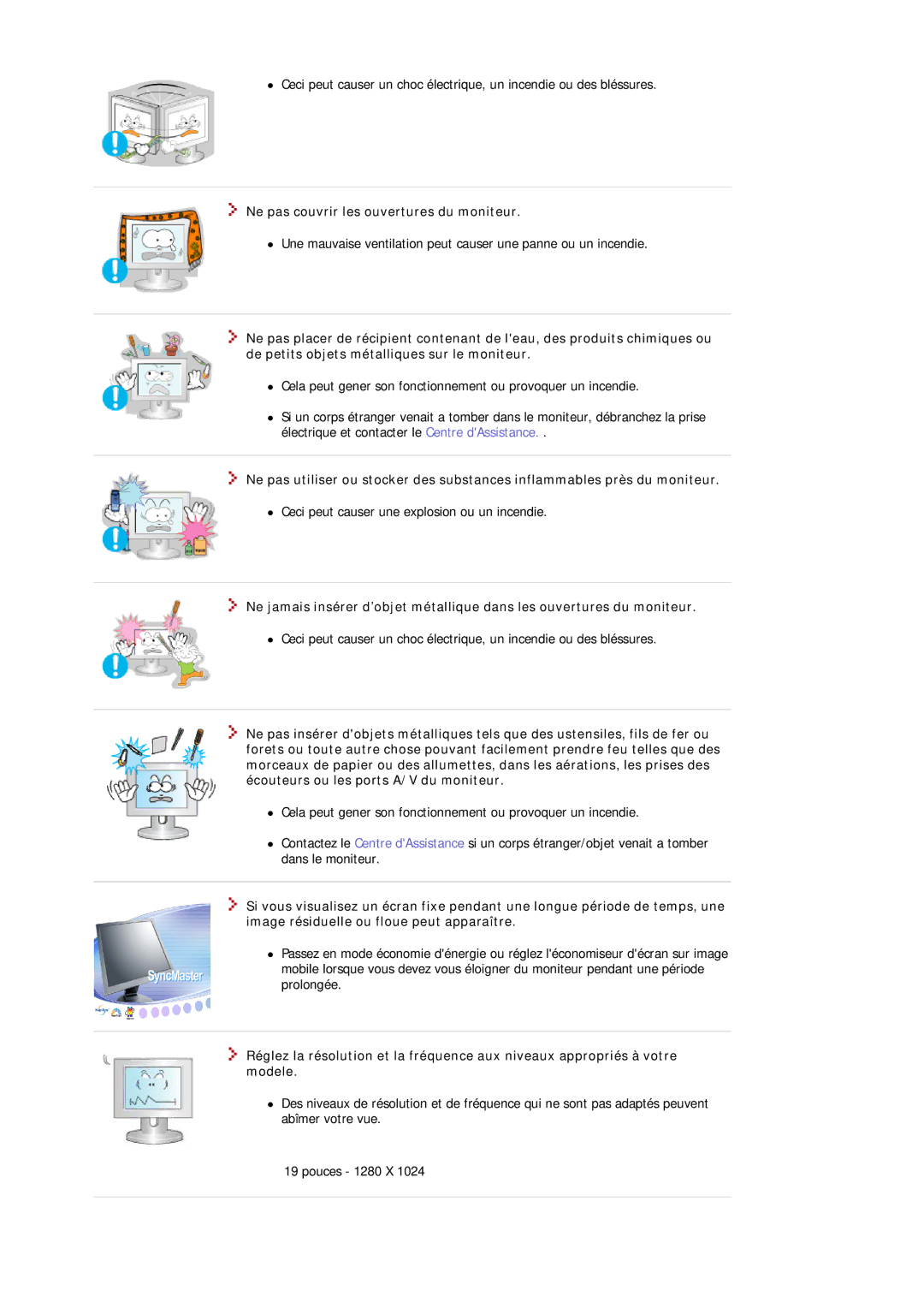 Samsung MJ19ESTSB/EDC, MJ19ESKSB/EDC manual Ne pas couvrir les ouvertures du moniteur 