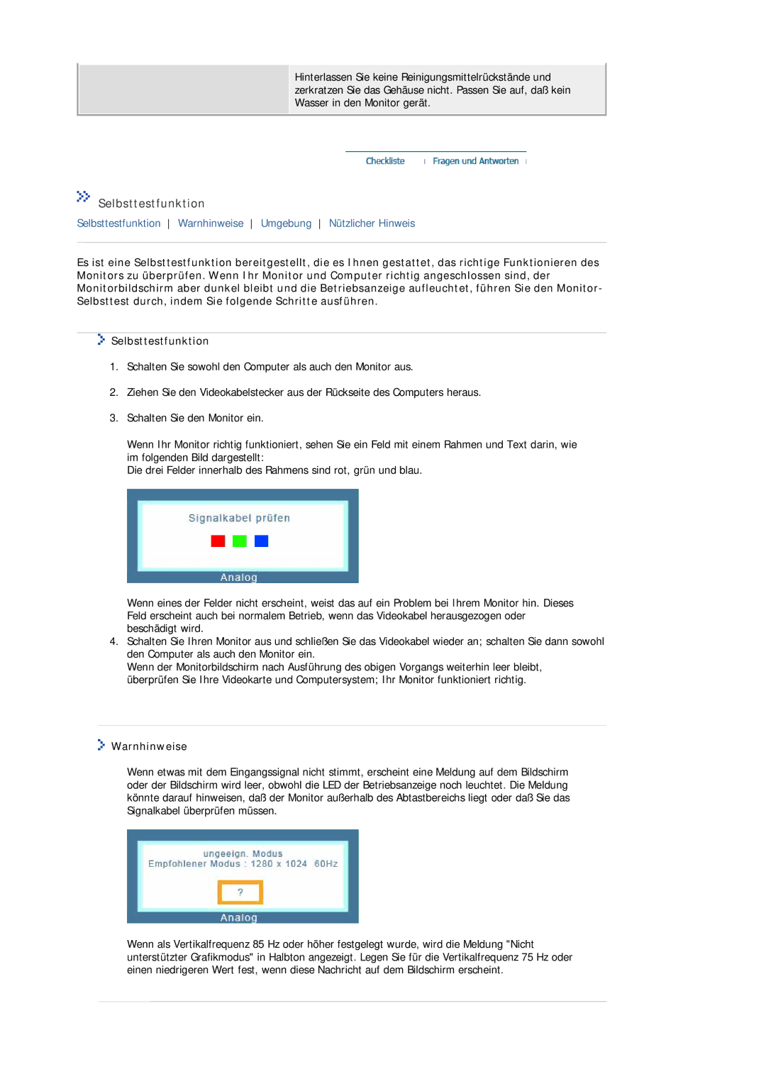 Samsung MJ19ESTSB/EDC, MJ19ESKSB/EDC manual Selbsttestfunktion, Warnhinweise 