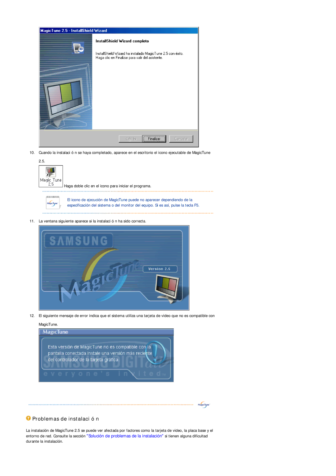 Samsung MJ19ESTSB/EDC, MJ19ESKSB/EDC manual Problemas de instalaci ó n 