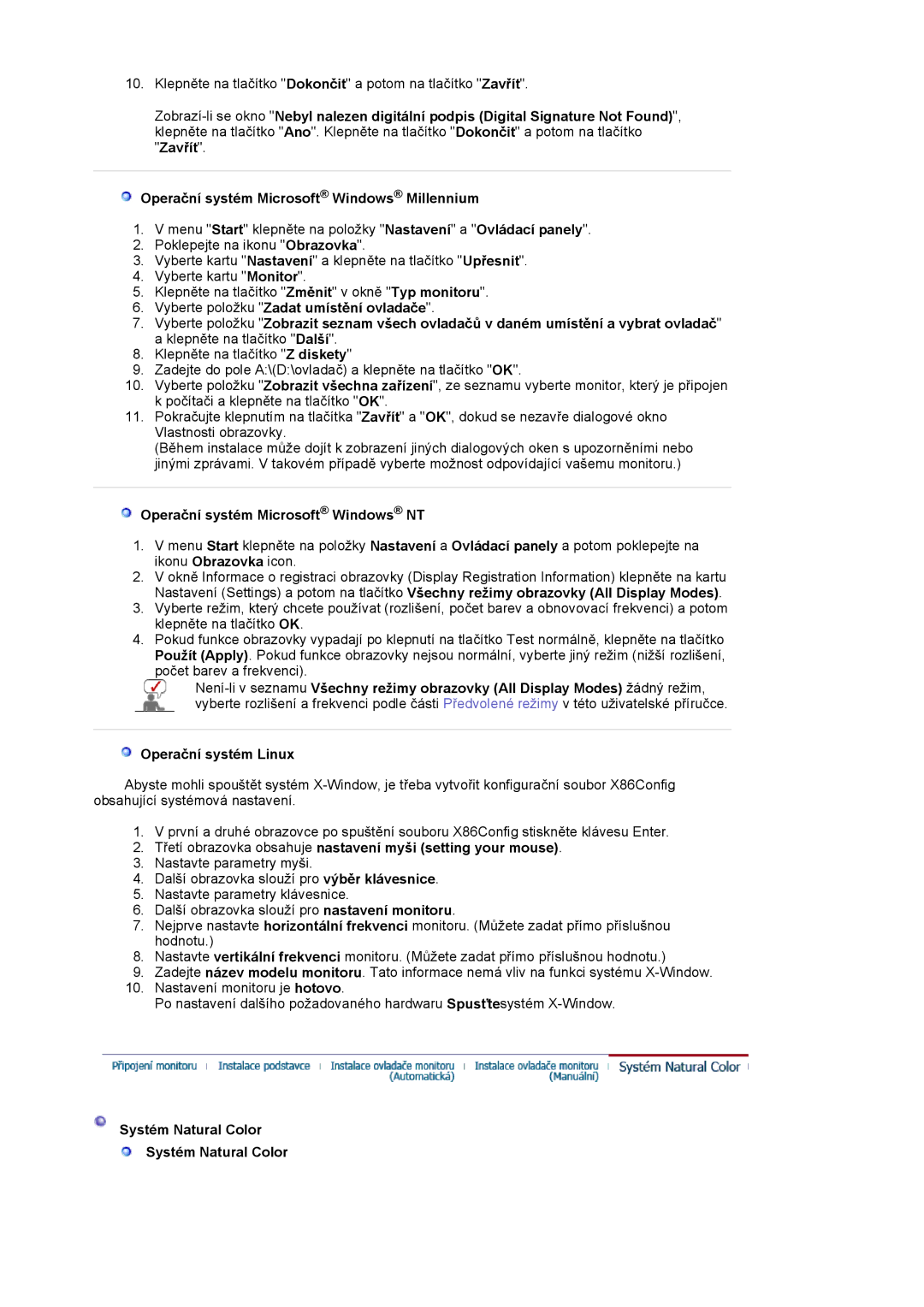 Samsung MJ19ESKSB/EDC Operační systém Microsoft Windows NT, Třetí obrazovka obsahuje nastavení myši setting your mouse 