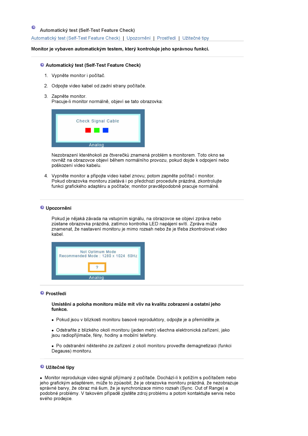 Samsung MJ19ESTSB/EDC, MJ19ESKSB/EDC manual Automatický test Self-Test Feature Check 