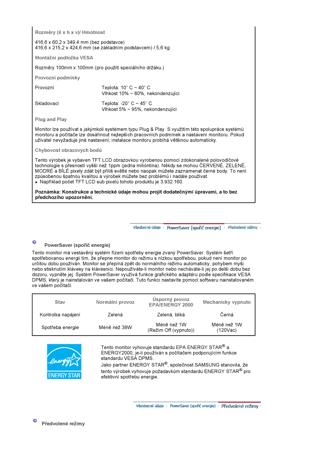 Samsung MJ19ESTSB/EDC, MJ19ESKSB/EDC manual Rozměry š x h x v/ Hmotnost, Montážní podložka Vesa 