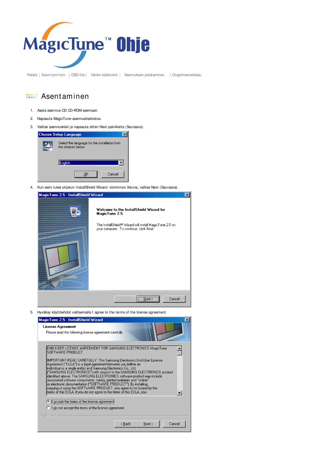 Samsung MJ19ESKSB/EDC, MJ19ESTSB/EDC manual Asentaminen 