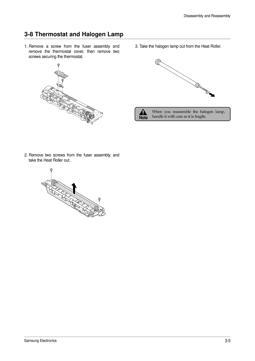 Samsung ML-1210, ML-1200 specifications Thermostat and Halogen Lamp 