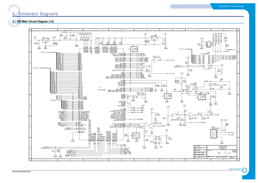 Samsung ML-1210, ML-1200 specifications Schematic Diagrams 