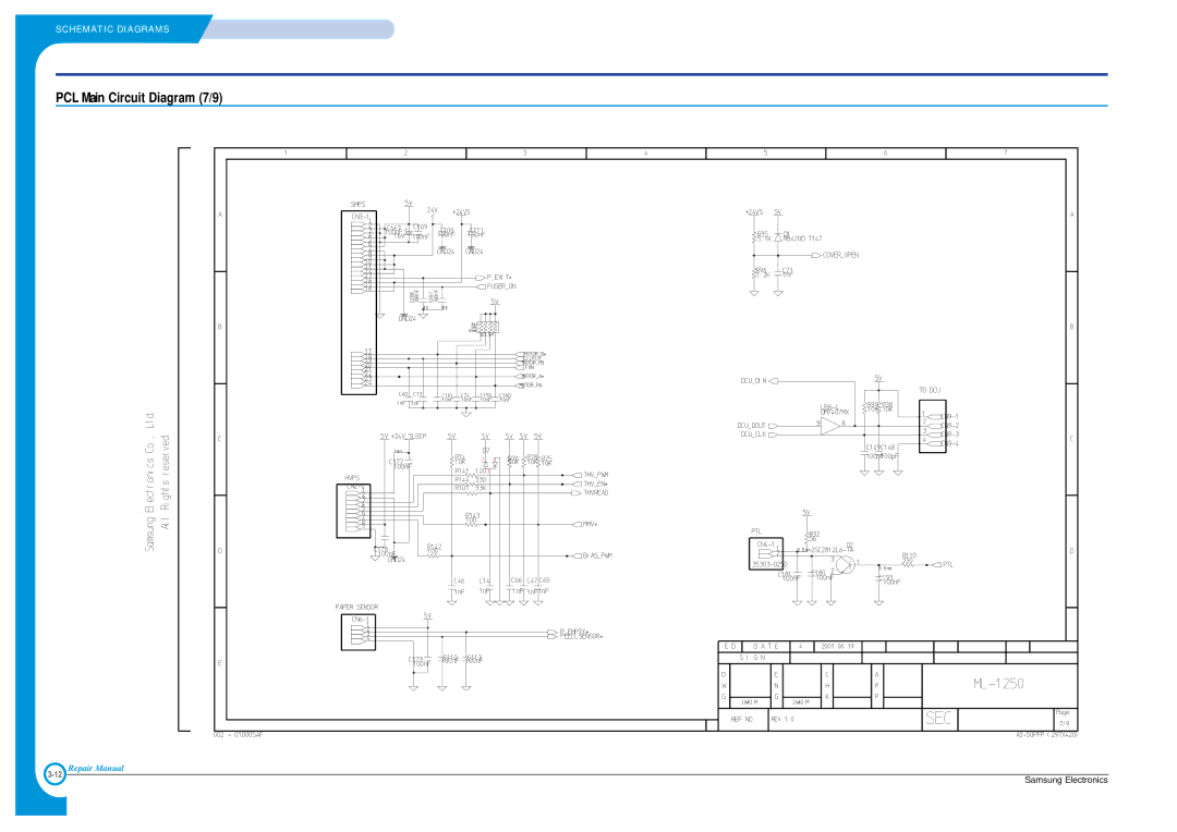 Samsung ML-1200, ML-1210 specifications PCL Main Circuit Diagram 7/9 